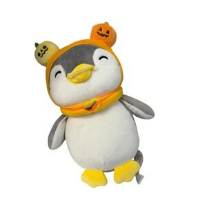 Miniso Penguin Plush Halloween Pumpkin Hat Scarf Stuffed Animal Toy 11in